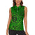 Hawaii Monk Seal and Dolphin Women Sleeveless Polo Shirt Polynesian Kakau Pattern Green