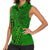 Hawaii Monk Seal and Dolphin Women Sleeveless Polo Shirt Polynesian Kakau Pattern Green