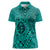 Hawaii Monk Seal and Dolphin Women Polo Shirt Polynesian Kakau Pattern Turquoise