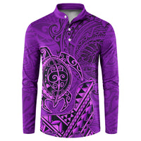 Hawaii Monk Seal and Dolphin Button Sweatshirt Polynesian Kakau Pattern Purple