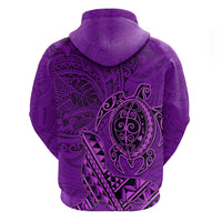 Hawaii Monk Seal and Dolphin Hoodie Polynesian Kakau Pattern Purple