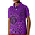 Hawaii Monk Seal and Dolphin Kid Polo Shirt Polynesian Kakau Pattern Purple