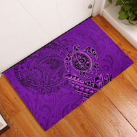 Hawaii Monk Seal and Dolphin Rubber Doormat Polynesian Kakau Pattern Purple