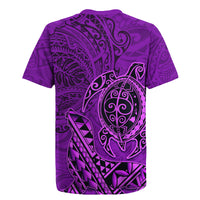 Hawaii Monk Seal and Dolphin Rugby Jersey Polynesian Kakau Pattern Purple