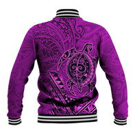 Hawaii Monk Seal and Dolphin Baseball Jacket Polynesian Kakau Pattern Pink