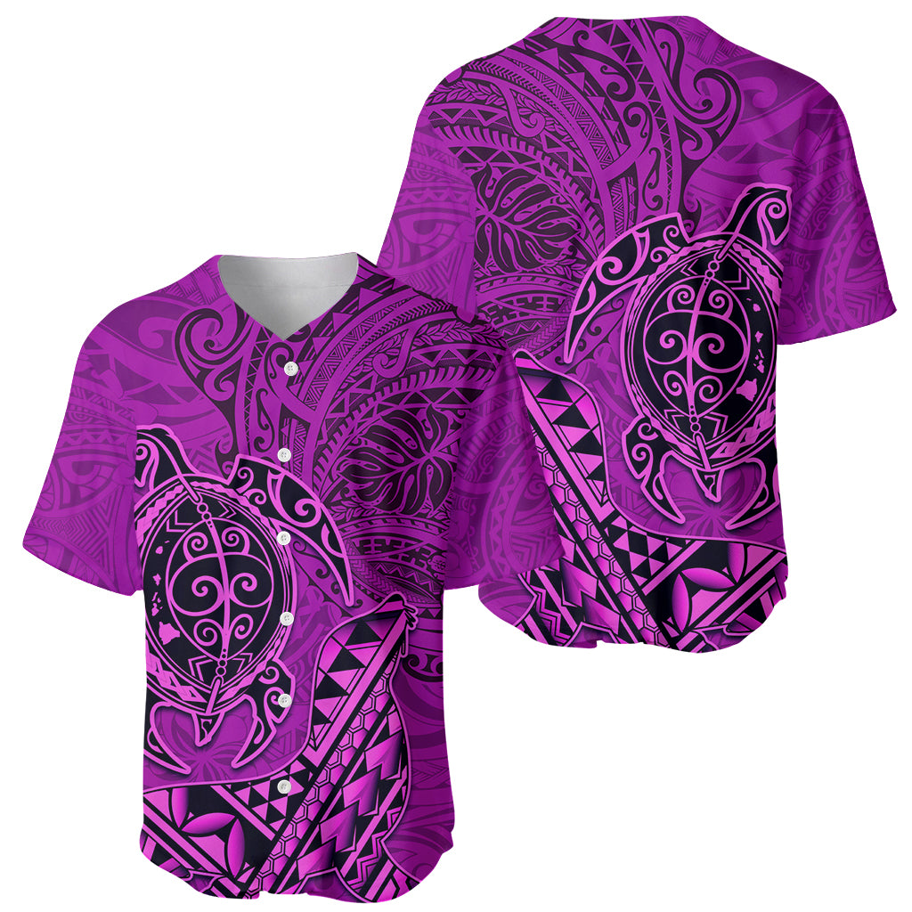 Hawaii Monk Seal and Dolphin Baseball Jersey Polynesian Kakau Pattern Pink