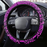 Hawaii Monk Seal and Dolphin Steering Wheel Cover Polynesian Kakau Pattern Pink