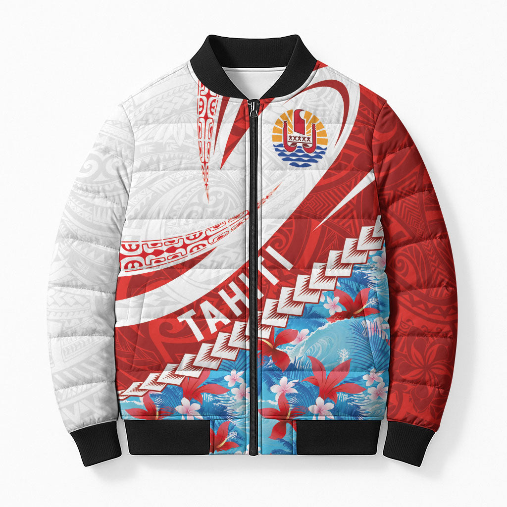 Personalized Tahiti Surfing 2026 Bomber Puffer Jacket Marquesan Tattoo-Sporty Style LT03 Unisex Multicolor - Polynesian Pride