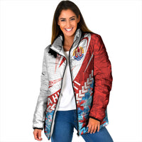 Personalized Tahiti Surfing 2026 Padded Jacket Marquesan Tattoo-Sporty Style LT03 Women Multicolor - Polynesian Pride
