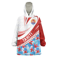 Personalized Tahiti Surfing 2026 Wearable Blanket Hoodie Marquesan Tattoo-Sporty Style LT03 One Size Multicolor - Polynesian Pride