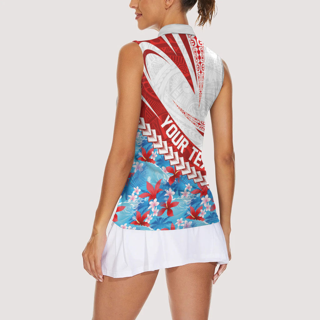 Personalized Tahiti Surfing 2026 Women Sleeveless Polo Shirt Marquesan Tattoo-Sporty Style LT03 - Polynesian Pride