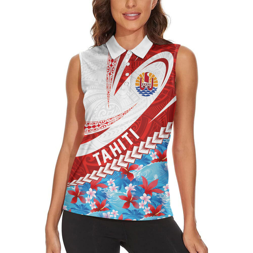 Personalized Tahiti Surfing 2026 Women Sleeveless Polo Shirt Marquesan Tattoo-Sporty Style LT03 - Polynesian Pride