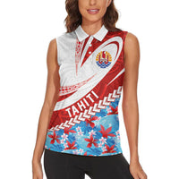 Personalized Tahiti Surfing 2026 Women Sleeveless Polo Shirt Marquesan Tattoo-Sporty Style LT03 - Polynesian Pride