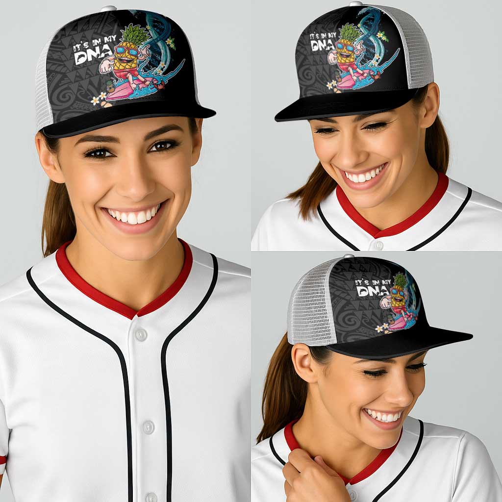 Hawaiian Pineapple Surfing Baseball Net Cap It's in My DNA - Kakau and Polynesian Pattern LT03 - Polynesian Pride