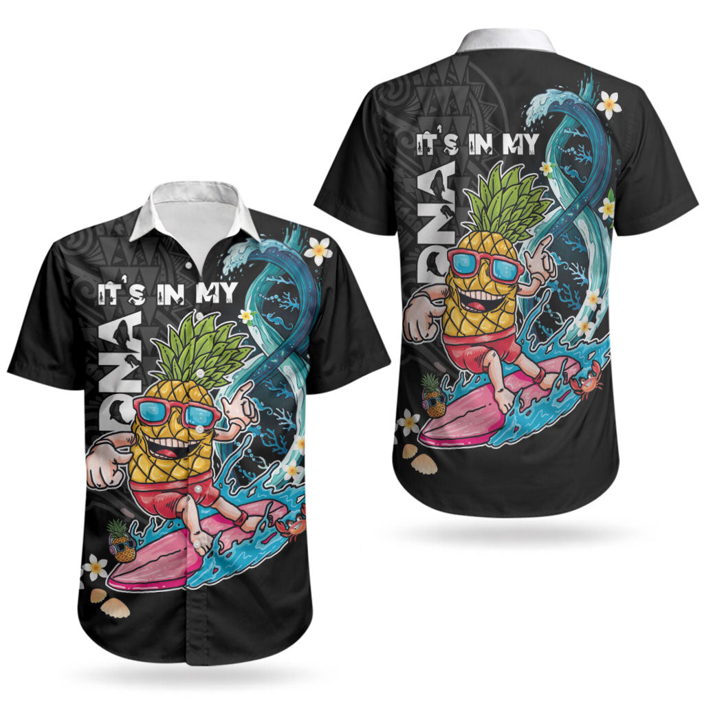 Hawaii Pineapple Surfing Couples Matching Off Shoulder Maxi Dress and Hawaiian Shirt It's in My DNA - Kakau and Polynesian Pattern LT03 - Polynesian Pride