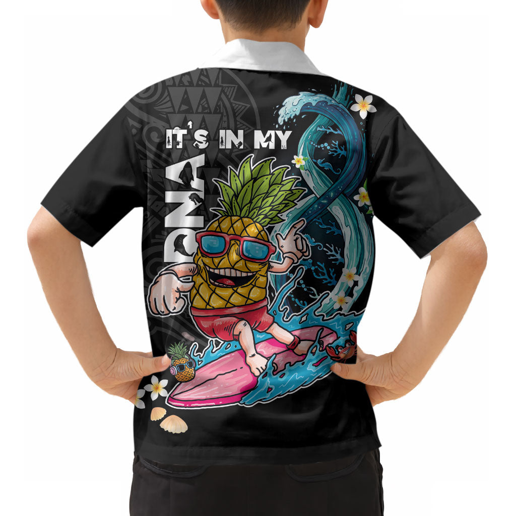 Hawaii Pineapple Surfing Kid Hawaiian Shirt It's in My DNA - Kakau and Polynesian Pattern LT03 - Polynesian Pride