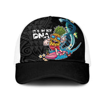 Hawaiian Pineapple Surfing Mesh Trucker Cap It's in My DNA - Kakau and Polynesian Pattern LT03 One Size White Black - Polynesian Pride