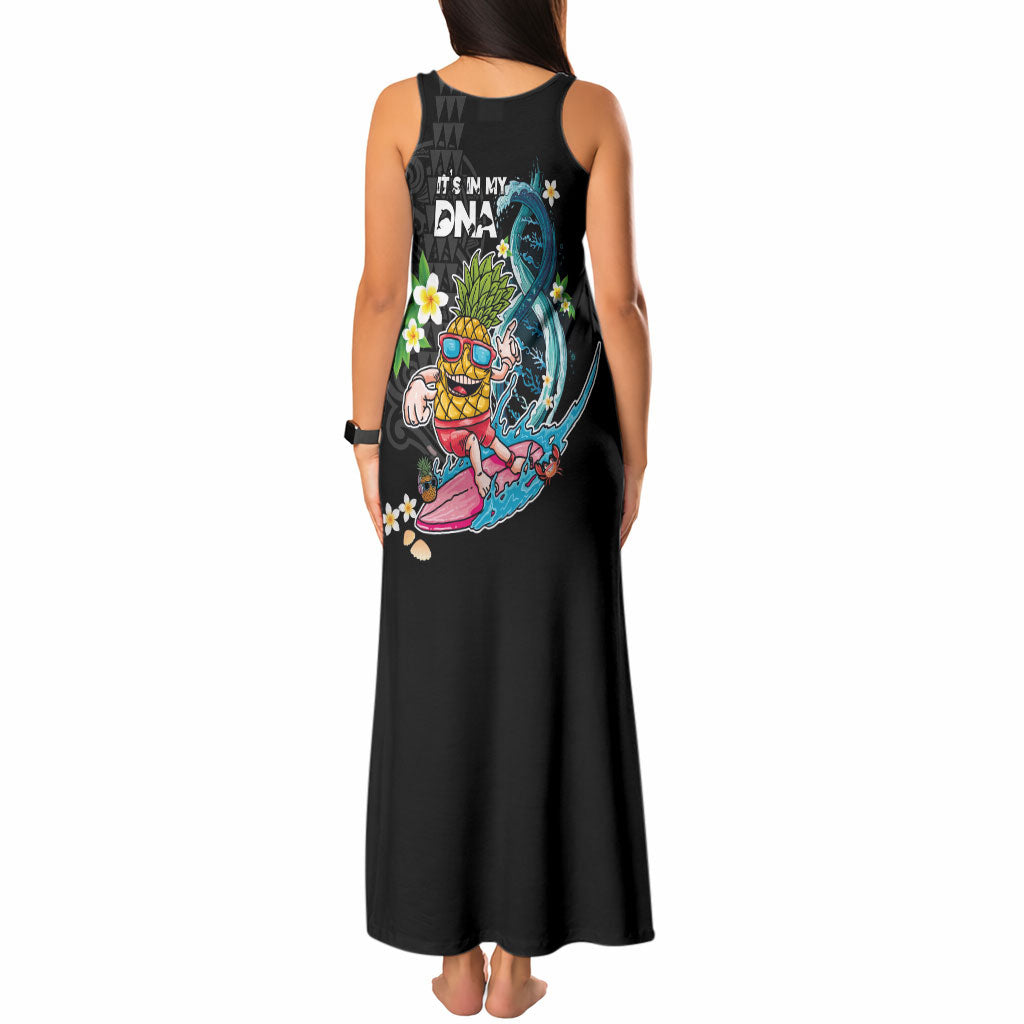 Hawaii Pineapple Surfing Tank Maxi Dress It's in My DNA - Kakau and Polynesian Pattern LT03 - Polynesian Pride
