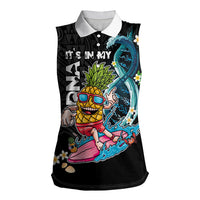 Hawaii Pineapple Surfing Women Sleeveless Polo Shirt It's in My DNA - Kakau and Polynesian Pattern LT03 Female Black - Polynesian Pride