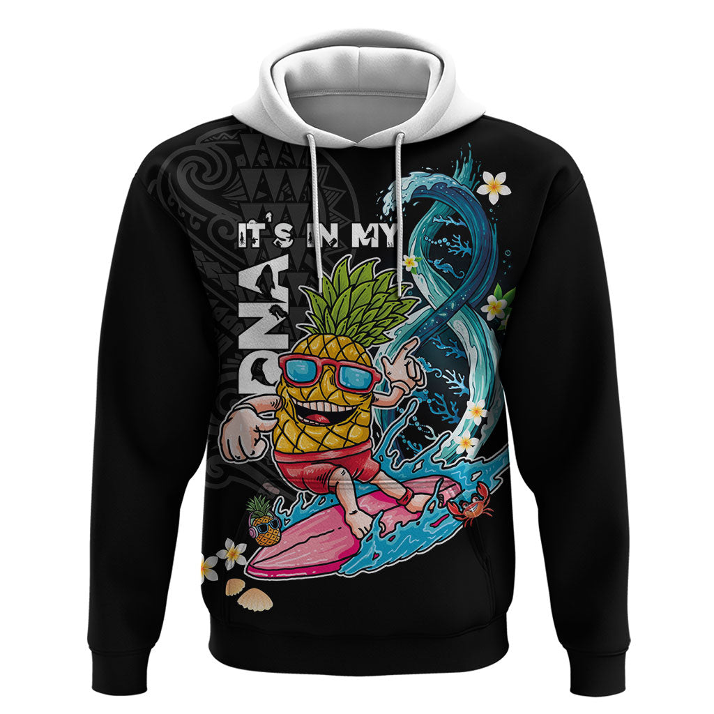 Hawaii Pineapple Surfing Zip Hoodie It's in My DNA - Kakau and Polynesian Pattern LT03 Pullover Hoodie Black - Polynesian Pride