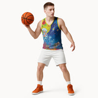 Palau Basketball Jersey Jellyfish with Coral Reefs Ocean Vibe and Tapa Pattern LT03 - Polynesian Pride