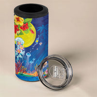 Palau 4 in 1 Can Cooler Tumbler Jellyfish with Coral Reefs Ocean Vibe and Tapa Pattern LT03 - Polynesian Pride