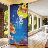 Palau Door Cover Jellyfish with Coral Reefs Ocean Vibe and Tapa Pattern LT03 - Polynesian Pride
