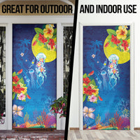 Palau Door Cover Jellyfish with Coral Reefs Ocean Vibe and Tapa Pattern LT03 - Polynesian Pride