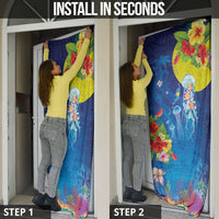 Palau Door Cover Jellyfish with Coral Reefs Ocean Vibe and Tapa Pattern LT03 - Polynesian Pride
