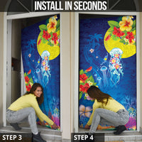 Palau Door Cover Jellyfish with Coral Reefs Ocean Vibe and Tapa Pattern LT03 - Polynesian Pride