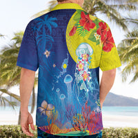 Palau Hawaiian Shirt Jellyfish with Coral Reefs Ocean Vibe and Tapa Pattern LT03 - Polynesian Pride