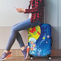 Palau Luggage Cover Jellyfish with Coral Reefs Ocean Vibe and Tapa Pattern LT03 - Polynesian Pride