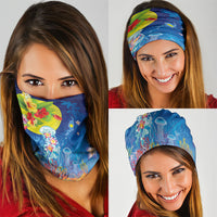 Palau Neck Gaiter Jellyfish with Coral Reefs Ocean Vibe and Tapa Pattern LT03 - Polynesian Pride