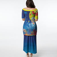 Palau Puletasi Jellyfish with Coral Reefs Ocean Vibe and Tapa Pattern LT03 - Polynesian Pride