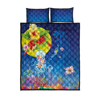 Palau Quilt Bed Set Jellyfish with Coral Reefs Ocean Vibe and Tapa Pattern LT03 - Polynesian Pride