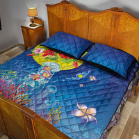 Palau Quilt Bed Set Jellyfish with Coral Reefs Ocean Vibe and Tapa Pattern LT03 - Polynesian Pride