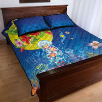 Palau Quilt Bed Set Jellyfish with Coral Reefs Ocean Vibe and Tapa Pattern LT03 - Polynesian Pride