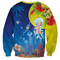 Palau Sweatshirt Jellyfish with Coral Reefs Ocean Vibe and Tapa Pattern LT03 - Polynesian Pride