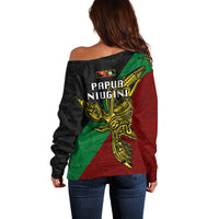 Papua New Guinea East New Britain Province Off Shoulder Sweater PNG Birds Of Paradise Polynesian Arty Style LT03 - Polynesian Pride
