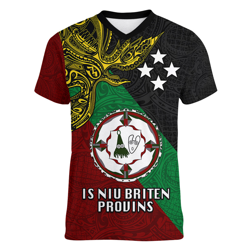 Papua New Guinea East New Britain Province Women V Neck T Shirt PNG Birds Of Paradise Polynesian Arty Style LT03 Female Green - Polynesian Pride