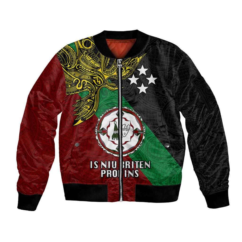 Custom Papua New Guinea East New Britain Province Sleeve Zip Bomber Jacket PNG Birds Of Paradise Polynesian Arty Style LT03 Unisex Green - Polynesian Pride