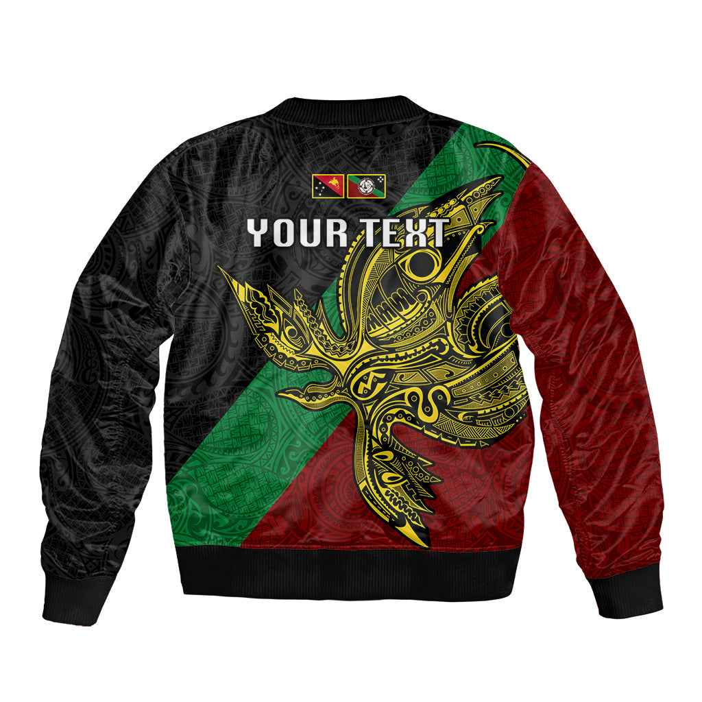 Custom Papua New Guinea East New Britain Province Sleeve Zip Bomber Jacket PNG Birds Of Paradise Polynesian Arty Style LT03 - Polynesian Pride
