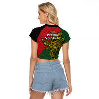 Papua New Guinea East Sepik Province Raglan Cropped T Shirt PNG Birds Of Paradise Polynesian Arty Style LT03 - Polynesian Pride