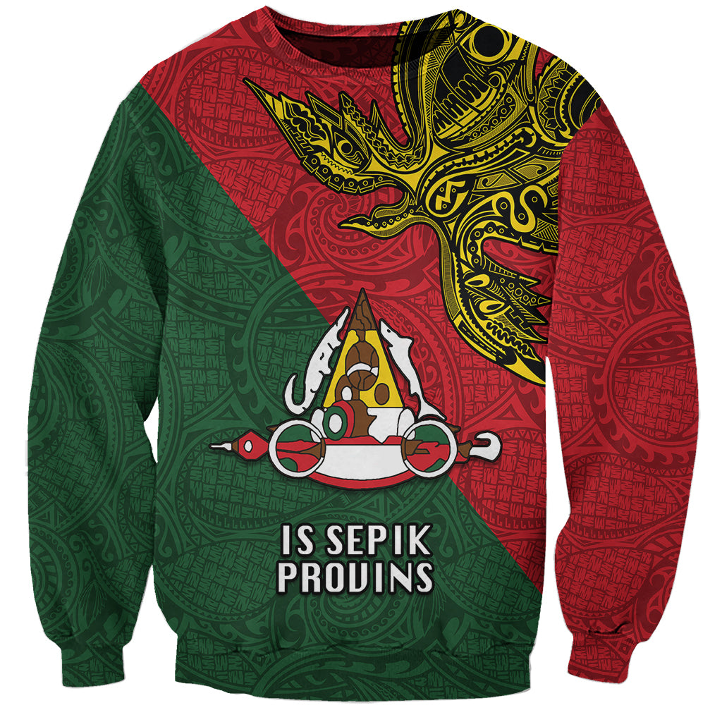 Papua New Guinea East Sepik Province Sweatshirt PNG Birds Of Paradise Polynesian Arty Style LT03 Unisex Green - Polynesian Pride