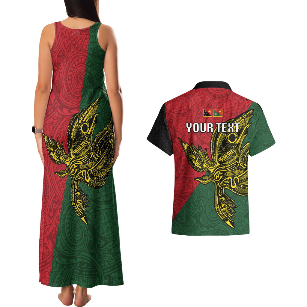 Custom Papua New Guinea East Sepik Province Couples Matching Tank Maxi Dress and Hawaiian Shirt PNG Birds Of Paradise Polynesian Arty Style LT03 - Polynesian Pride