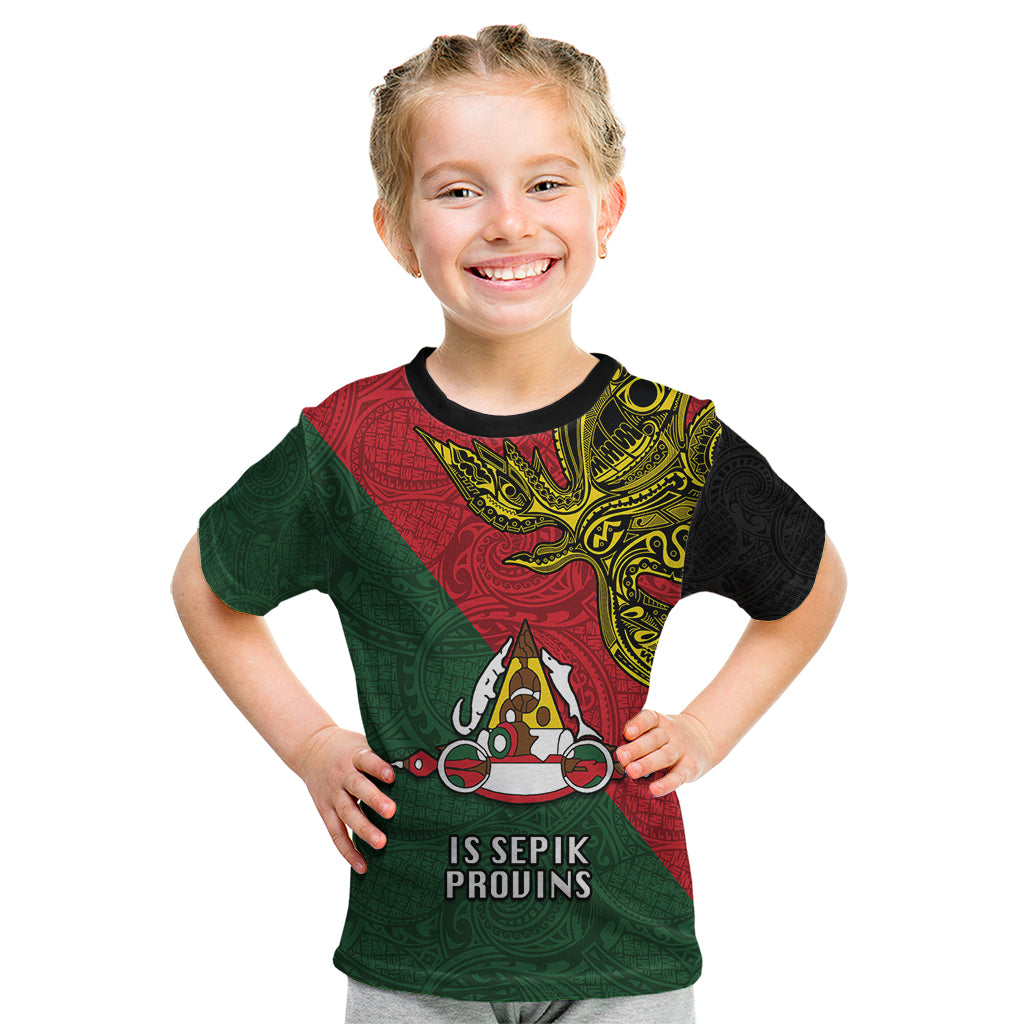 Custom Papua New Guinea East Sepik Province Kid T Shirt PNG Birds Of Paradise Polynesian Arty Style LT03 Green - Polynesian Pride
