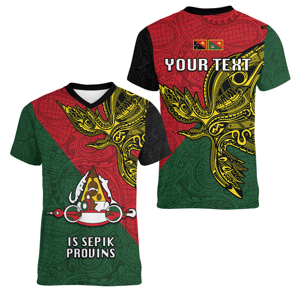 Custom Papua New Guinea East Sepik Province Women V Neck T Shirt PNG Birds Of Paradise Polynesian Arty Style LT03 - Polynesian Pride