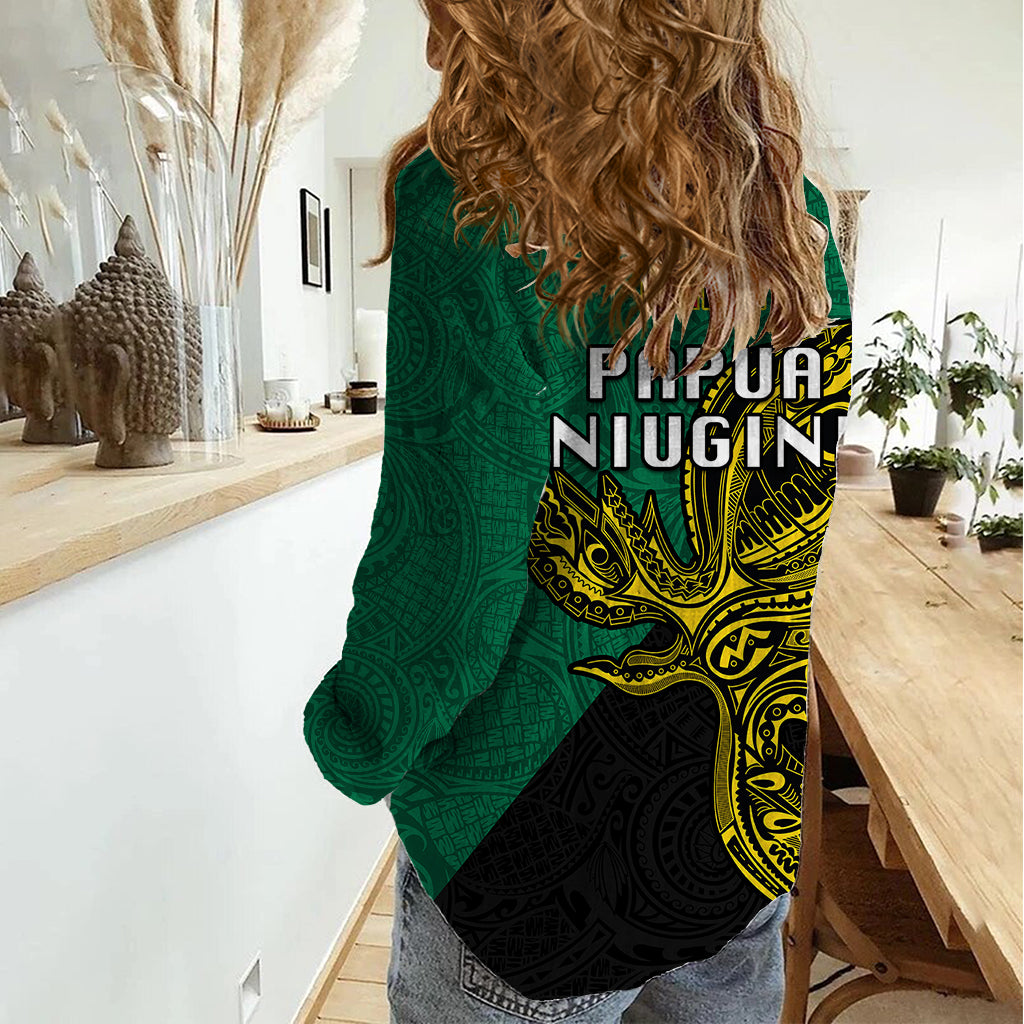 Papua New Guinea Enga Province Women Casual Shirt PNG Birds Of Paradise Polynesian Arty Style LT03 - Polynesian Pride