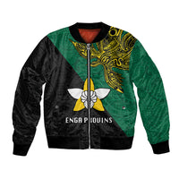 Custom Papua New Guinea Enga Province Bomber Jacket PNG Birds Of Paradise Polynesian Arty Style LT03 Unisex Green - Polynesian Pride