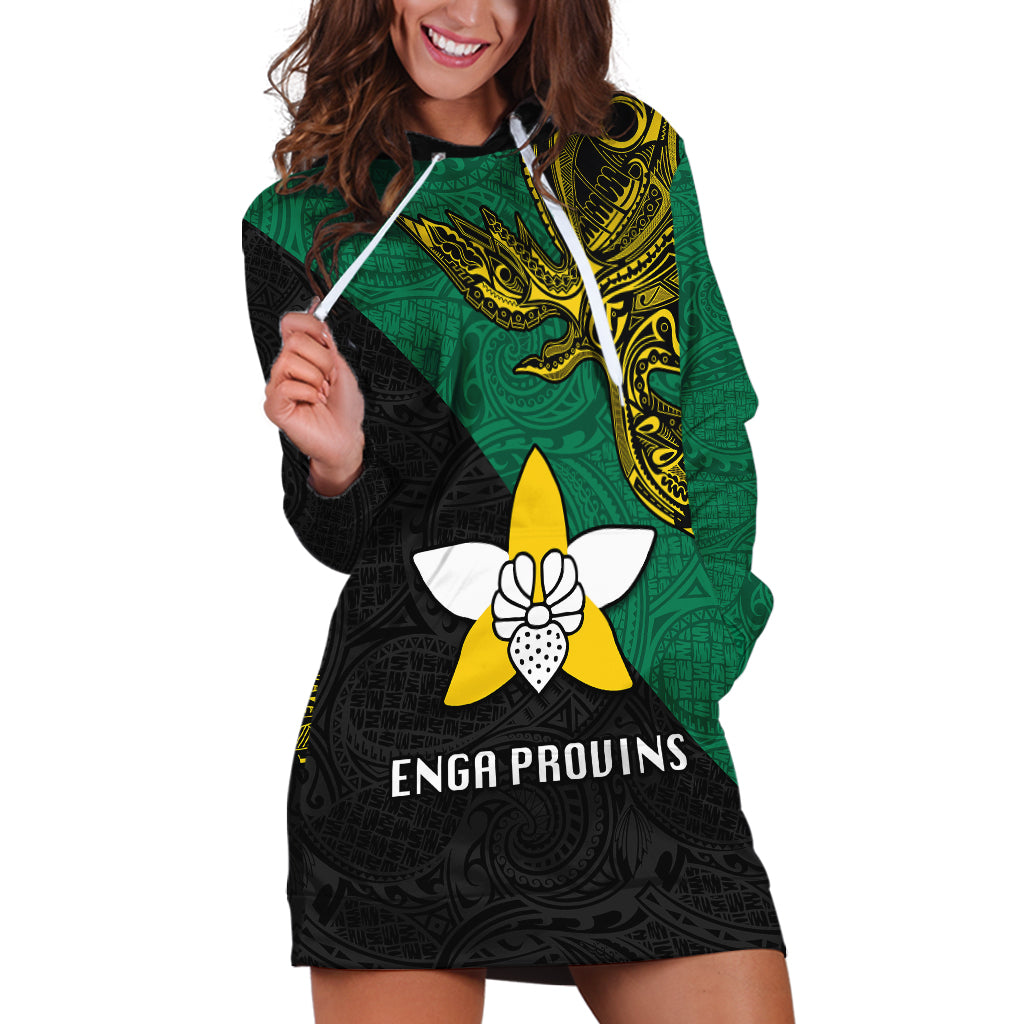 Custom Papua New Guinea Enga Province Hoodie Dress PNG Birds Of Paradise Polynesian Arty Style LT03 Green - Polynesian Pride